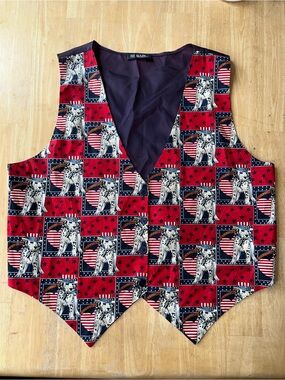 Vintage woman’s vest Dalmatian old glory Fourth of July America hearts stars dog